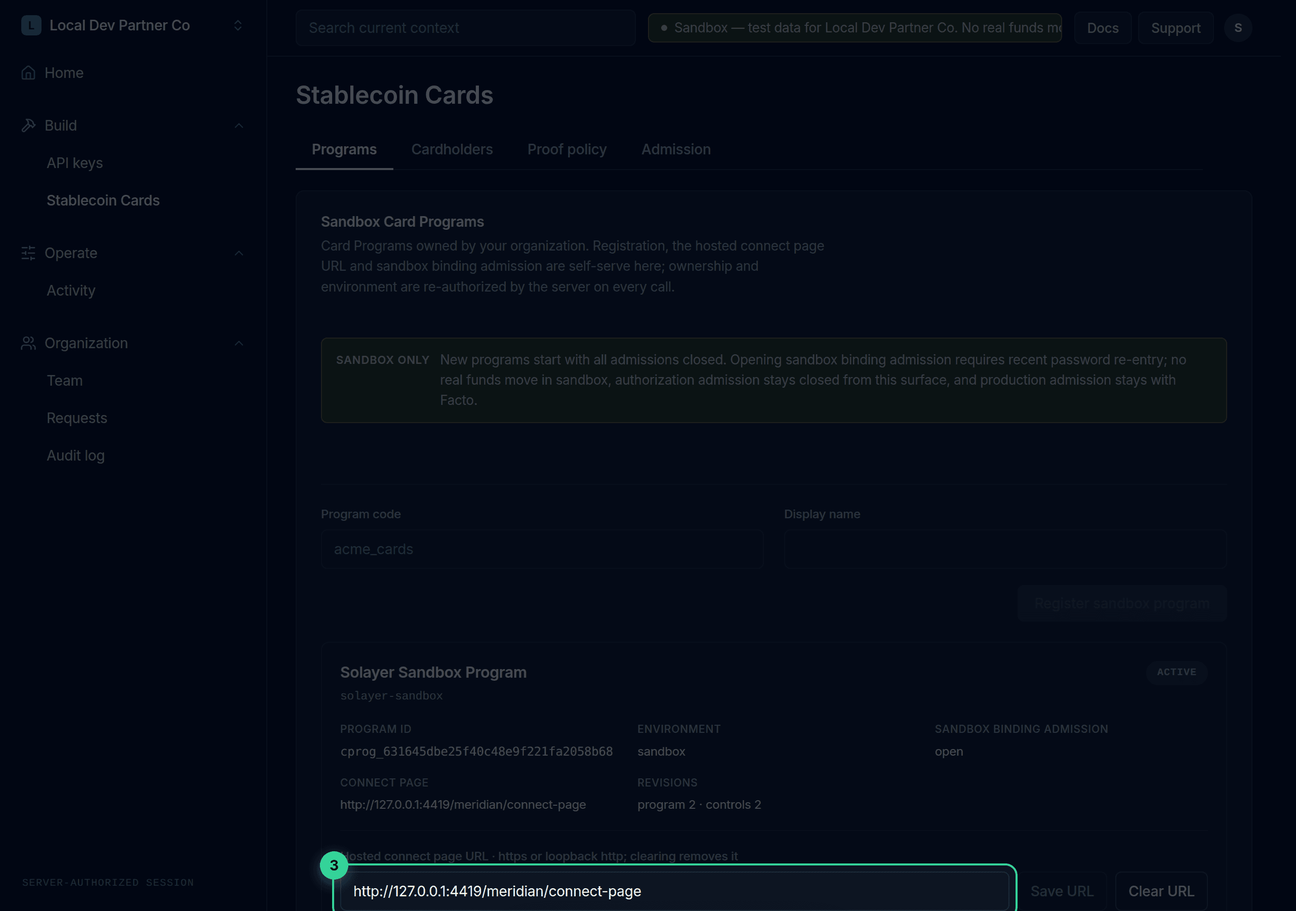 Set the hosted connect page URL